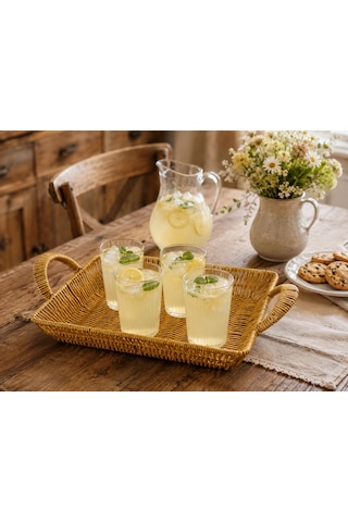 Hasır Rattan Sunum Tepsisi- 34 Cm Çok Renkli
