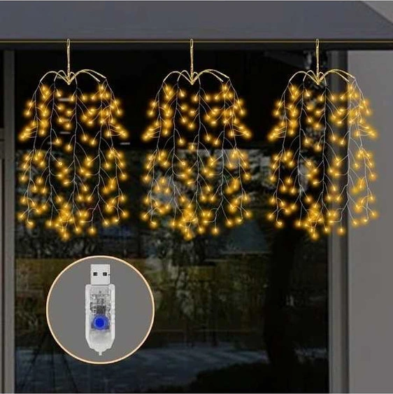 Trendooze 300 Led Sıcak Beyaz Bahçe Işıkları Şerit, 8 Modlu Buton Kontrol