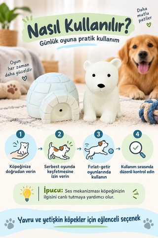 Happy Pet Polar Pals Sesli Kutup Ayısı Köpek Oyuncağı 2 Parça