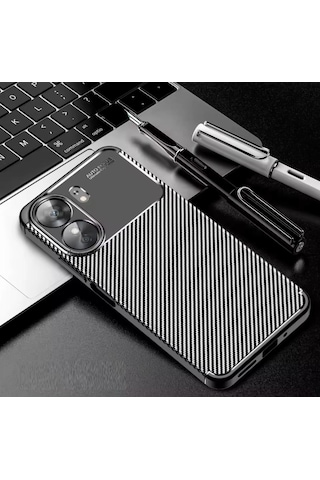 Xiaomi Poco X7 Pro Kılıf Kamera Korumalı Karbon Desenli Silikon