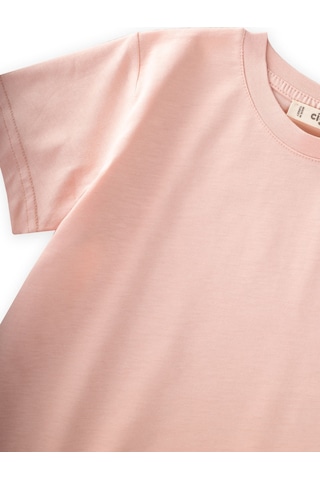 Cigit Etiket Detaylı T-shirt 2-10 Yaş Pudra Pembe