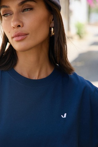 Aura Crop T-shirt Lacivert Lacivert