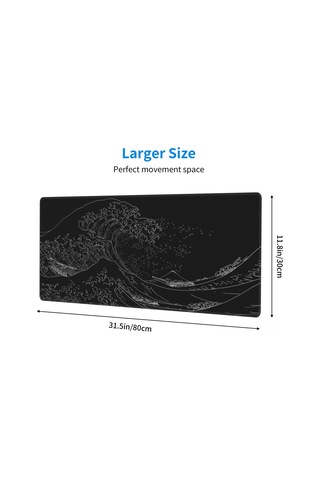 Ruicoo Japon Deniz Dalgası Tasarımı Geniş Oyun Ve Ofis Mousepad İ, 3 Mm Kaymaz Taban, 31.5 X 11.8 İnç