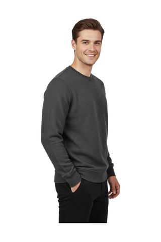 Raymons Erkek Sıfır Yaka Petek Doku Regular Fit Sweatshirt Bgl-st04950 Antrasit