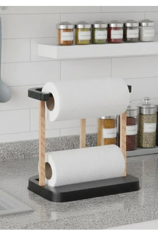 Nwood Nh-01 Masif Ahşap Mutfak Banyo Kağıt Havlu Organizer Açık Ahşap