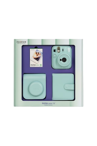 Instax Mini 13 Yeşil Fotoğraf Makinesi 10'lu Film Kare Albüm Ve Deri Kılıf Bundle Box