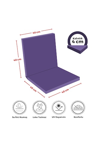 Xpermate 6'lı Arkalıklı Sandalye Minderi Fermuarlı 40x40 Mor