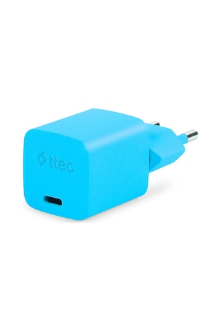 Smartcharger Gan 20w Pd Seyahat Hızlı Şarj Aleti + Usb-c - Usb-c 3a Kablo Neon Neon Mavi