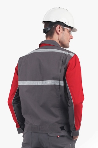 3 Cm Reflektörlü Çok Cepli Mont Gri - Kırmızı