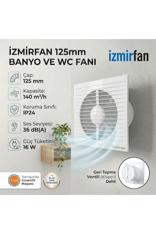 Refined 125 Bd 12.5 Cm Kapaklı Banyo Wc Aspiratör Havalandırma Fanı Sessiz Refined 125 Bd 12.5 Cm Kapaklı Banyo Wc Aspiratör Havalandırma Fanı Sessiz