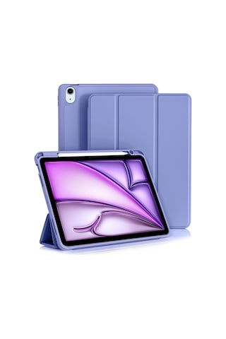 Apple Uyumlu iPad Air 11 İnç M2 2024 Kılıf Pen Slot Charging Case Kalem Bölmeli A2902 A2903 A2904 Kapaklı Kılıf