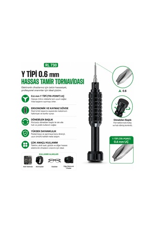 Rl-730 Y Tipi 0.6 Mm Uçlu Profesyonel Hassas Telefon Ve Elektronik Tamir Tornavidası