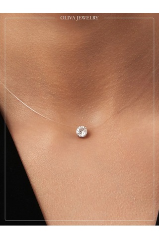 Jp Olıva 925 Ayar Gümüş İp Kolye, Boyunda Taş Parıltılı 296260984 Gümüş