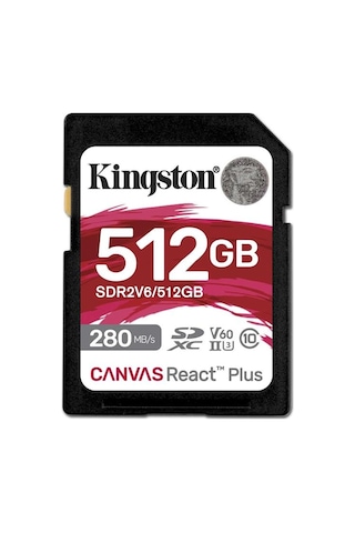 Kingston Sdr2v6-512gb Canvas React Plus Sdxc Uhs-ıı 280r-150w U3 V60 For Full Hd-4k Sd Hafıza Kartı