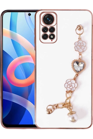 Xiaomi Redmi Note 11 Global Kılıf El Tutamaçlı Kamera Korumalı Zore Taka Silikon Kapak Beyaz