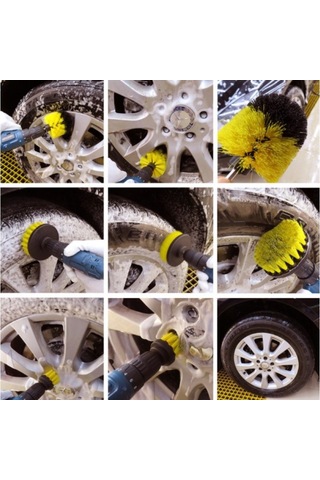 Matkap Ucu Temizleme Fırça Seti, 3'lü Matkap Ucu Fırça Seti, Matkap Ucuna Takılan Çok Amaçlı Temizlik Fırça Seti, Zorlu Kirler İçin Çok Renkli