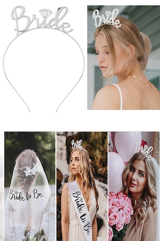Bride To Be 2li Taç Ve Kuşak Set Bekarlığa Veda Partisi Gümüş Tüm Yaşlar