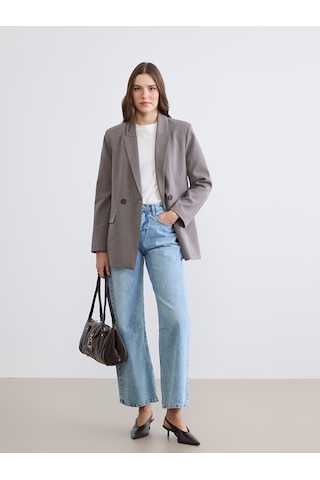 Lcwaıkıkı Classic Kahverengi Kruvaze Yaka Kadın Blazer Ceket
