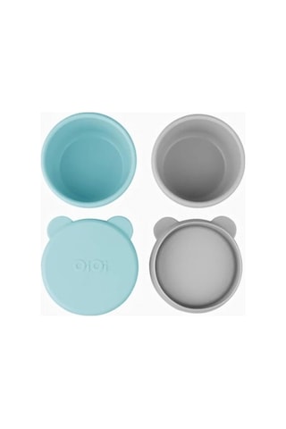 Oioi Silikon Kapaklı Mini Bites Kase 2'li Aqua Green/grey Yeşil