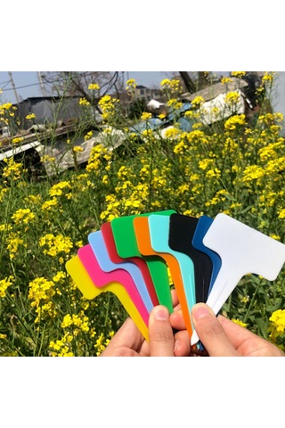 Reedark Dayanıklı Plastik T Şekilli Bitki Etiketleri - 100 Adet Su Geçirmez Bahçe İşaretleme