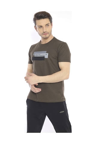 Escetic Erkek Spor Haki Bisiklet Yaka Slim Fit T-Shirt-3355 Haki