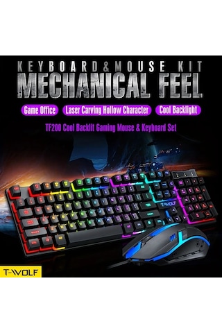 Techbloom Tf200 Ultra Ince Kablolu Klavye Ve Fare Kombosu Usb Tak Laptop Masaustu 104 Tus Rgb Aydinlatmali Ps4 Xbox Pc Mac Oyun Klavye Fare Seti Diğer