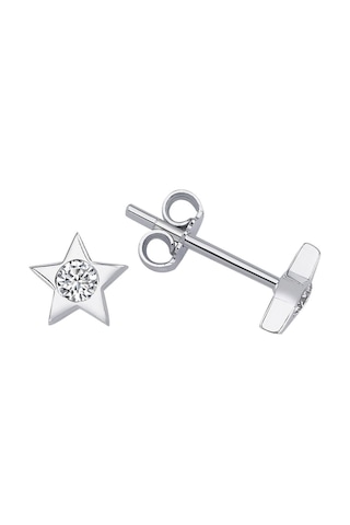 Sirius G Renk 0.14 Karat Pırlanta Tektaş Yıldız Küpe 0815E0005