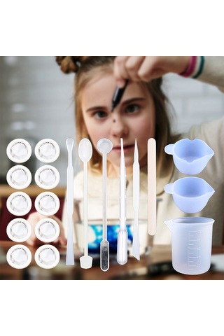 Neevoyu 39 Parça Epoksi Reçine Takımı - Silikon Ölçü Kasereler, Karıştırma Çubukları, Damlacık Ve Parmak Kılıfları İle Ev Ve El İşleri İçin Pratik Set Beyaz