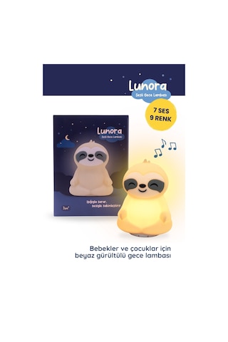 Lunora Beyaz Gürültü Makinesi Bebek Uyku Cihazı 7 Ses 9 Renk Gece Lambası Ekru Ekru
