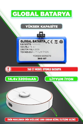 360 S7 Uyumlu Batarya 3200mah Li-ion Pil Yüksek Kapasite