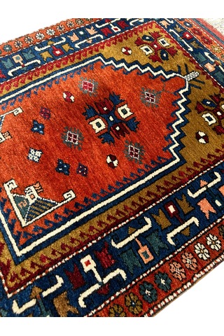 El Dokuma Antika 97x120 Dazkırı Halısı Koleksiyonluk Kök Boya Kiremit