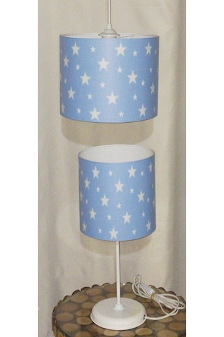 Mavi Yıldız Erkek Genç Odası Çocuk Odası Pvc Avize Abajur Seti
