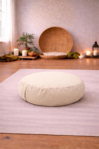 Yuvarlak Zafu Meditasyon Minderi & Bolster Minderi İkili Yoga Meditasyon Minder Seti Krem