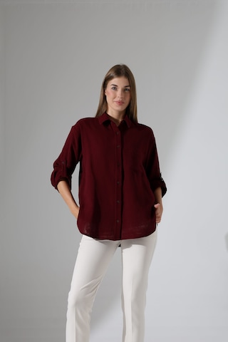 Oversize Basic Müslin Gömlek Bordo