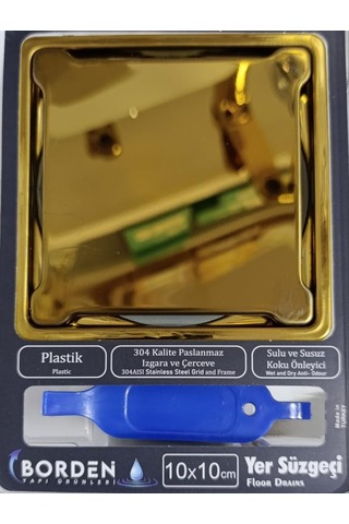 Borden Özel.10.50.gold S Sifon 10x10 Paslanmaz Çerçeve Düz Gold Q50