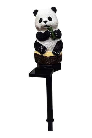 Gajeena Panda Şekilli Güneş Enerjili Led Bahçe Işığı - Su Geçirmez, Akıllı Işık Kontrolü, Toprak Takma Tasarımı, Islak Sarı Işık