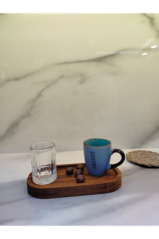 3 Lü Ahşap Fincan Seti Coffee