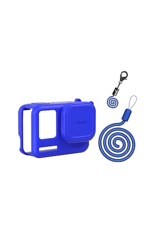 Jeehugo Amagisn Silikon Kamera Koruması - Insta360 Ace Pro İçin Gövde Kılıfı + Lens Kapak + Askı, Mavi