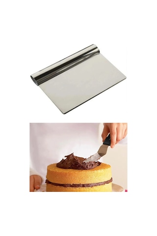 2li Set Hamur Şekillendirici Eğik Pasta Spatulası +metal Hamur Kesici Kazıyıcı Spatula Sarı