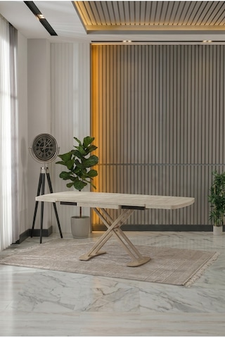 Venoxa Premium 80x120 / 80x180 Ölçülü Mdf Masa Tek Masadır Traverten/bej Traverten/bej