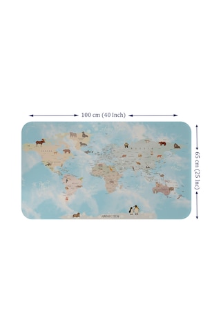 Eğitici Dünya Haritası Dünya Atlası Çocuk Ve Bebek Odası Duvar Sticker -60x105-3828 Çok Renkli