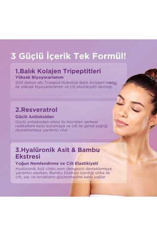 Glow Beauty Complex Tripeptit Marine Kolajen, Resveratrol,biotin, Hyaluronik Asit İçeren Cilt & Güzellik Takviyesi