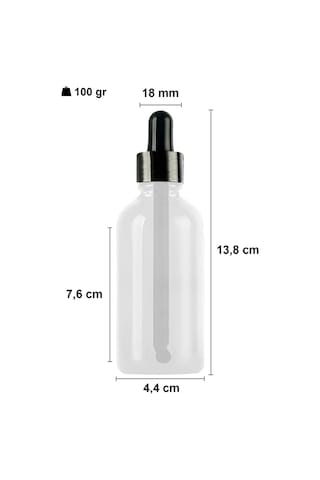 Afracam Şeffaf 100 Ml Kapaklı Dropper Damlalık Cam Şişe 20 Adet Siyah