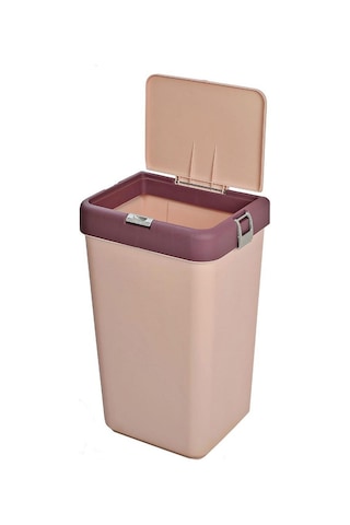 Motek Kirli Çamaşır Sepeti Pratik Kapaklı 40 Litre Mt08 Krem+Açk Kahve Krem