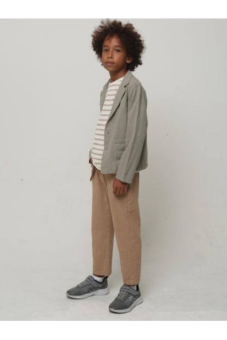 Nanica Kids Erkek Çocuk Cepli Keten Ceket-14576 Yeşil