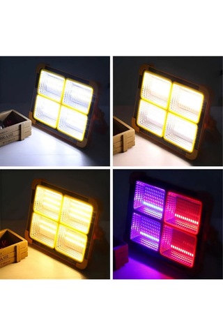 Güneş Enerjili Solar Led Projektör Taşınabilir Fenerli Powerbank