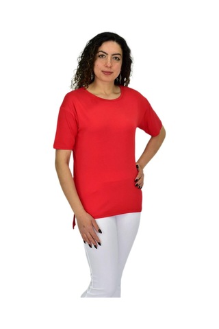 Kadın Yarım Kol Sıfıryaka Likralı Tişört Bgl-st04652 Kırmızı
