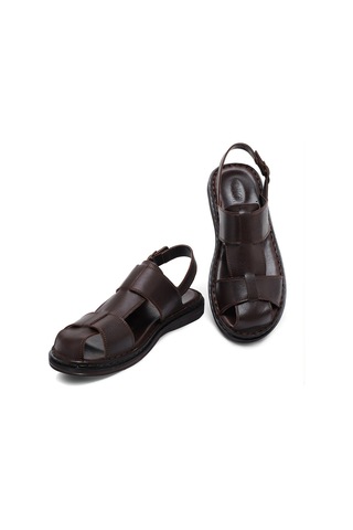 Ducavelli Messina Hakiki Deri Erkek Sandaleti - Hakiki Deri Sandalet - Ortopedik Taban Sandalet - Hafif Deri Sandalet