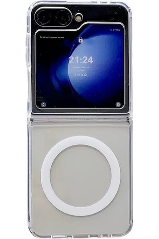 Samsung Galaxy Uyumlu Z Flip 7 Kılıf M-safe Şarj Özellikli Şeffaf Sert Pc Mkst Embos Kapak - Şeffaf Şeffaf