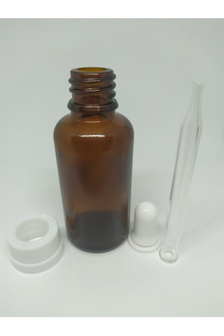 30Ml Cam Amber Şişe B.Çocuk Kilit Kapak İnce Cam Damlalık(10 Ad)